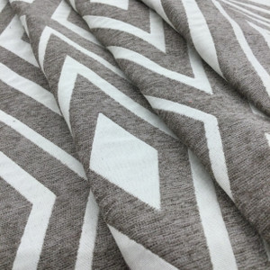 Eternity in Mushroom | Upholstery & Heavy Curtain Fabric | Diamond Design in Taupe and Off White | 54 wide | By The Yard