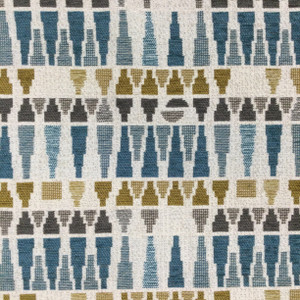 Tango in Teal | Upholstery & Heavy Curtain Fabric | Southwest Geometric in Teal Blue / Gold / Grey | 54 wide | By The Yard