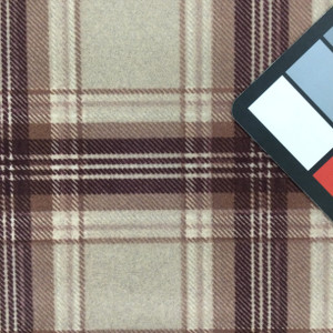 Tartan Plaid Velvet Fabric | Wine Red and Taupe | Heavyweight Upholstery | Microfiber Velvet | 54 wide | By The Yard