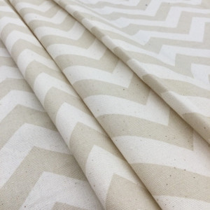 Tan on Natural Chevron Print | Home Decor Print Fabric | Drapery | 54 Inch Wide | By The Yard