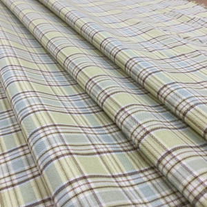 Plaid in Light Green / Brown / Blue | Outdoor Fabric | Water Repellant | 54" Wide | By the Yard