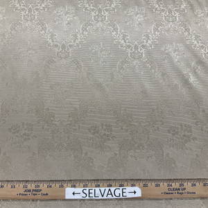 Decorative Lattice Floral Brocade in Beige | Drapery Fabric | 54" Wide | By the Yard