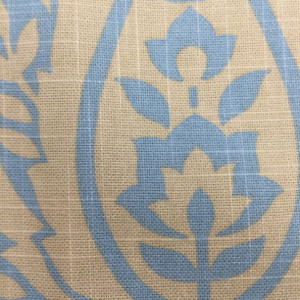 Large Scale Floral Ofee in Blue and Tan | Home Decor Fabric  | Cotton | 54" Wide | By the Yard