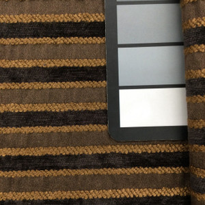 Brown Chenille Stripes | Upholstery / Slipcover Fabric | Polyester | 54" Wide | By the Yard