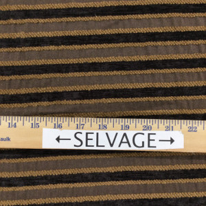 Brown Chenille Stripes | Upholstery / Slipcover Fabric | Polyester | 54" Wide | By the Yard