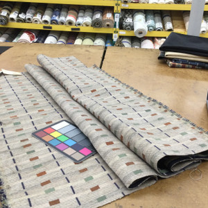 Geometric in Light Grey, Green, Red, and Blue | Upholstery Fabric | 54" Wide | By the Yard