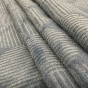 Blue High Pile Velvet with Circle Design | Super Soft | Heavyweight Upholstery Fabric | 54" Wide | By the Yard