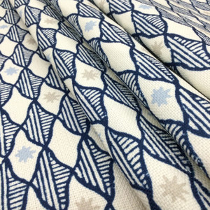 Arushi in Indigo | Diamond Design | Blue / White | Home Decor Fabric | Polyester Blend | 54" Wide | By the Yard