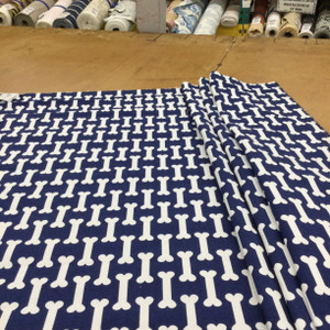 Dog Bones | Blue / White | Home Decor  / Drapery Fabric | Premier Prints | 100% Cotton | 54" Wide | By the Yard