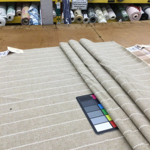 Neutral Horizontal Pin Stripes in Beige and White  | Drapery / Upholstery / Slipcover Fabric | 54" Wide | By the Yard