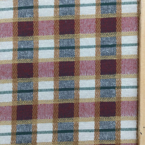Vintage Plaid in Red, Green, Off White, and Tan  | Upholstery / Slipcover Fabric | 54" Wide | By the Yard