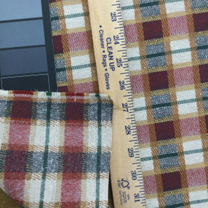 Vintage Plaid in Red, Green, Off White, and Tan  | Upholstery / Slipcover Fabric | 54" Wide | By the Yard