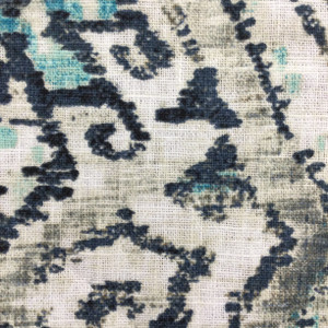 Explorer in Atlantic | Abstract in Indigo / Turquoise / Cream  | Richloom Home Decor  / Drapery Fabric | Linen Blend | 54" Wide | By the Yard