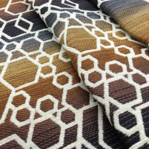 Geometric Honeycomb in Off White with Ombre in Brown, Grey, and Black | Upholstery Fabric | 54" Wide | By the Yard