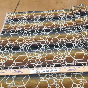Geometric Honeycomb in Off White with Ombre in Brown, Grey, and Black | Upholstery Fabric | 54" Wide | By the Yard