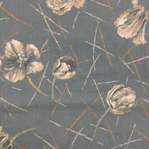 Vintage Floral in Blue / White / Brown / Taupe | Home Decor Fabric | Cotton | 54" Wide | By the Yard