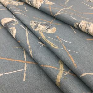 Vintage Floral in Blue / White / Brown / Taupe | Home Decor Fabric | Cotton | 54" Wide | By the Yard