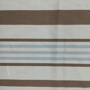 Nautical Stripe in Brown / Light Blue and Off White  | Home Decor Fabric | Linen Blend | 54" Wide | By the Yard
