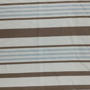 Nautical Stripe in Brown / Light Blue and Off White  | Home Decor Fabric | Linen Blend | 54" Wide | By the Yard