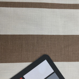 Nautical Stripe in Brown / Light Blue and Off White  | Home Decor Fabric | Linen Blend | 54" Wide | By the Yard
