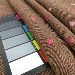 Herringbone with Dots in Pink / Off White | Wool Fabric | Apparel | 60" Wide | By the Yard