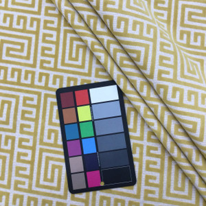 Greek Key Maze Cut Velvet Fabric in Mustard Yellow | Heavyweight Upholstery | 54" Wide | By the Yard | Kendall in Dijon