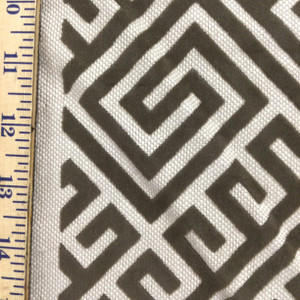 Greek Key Maze Cut Velvet Fabric in Truffle Brown | Heavyweight Upholstery | 54" Wide | By the Yard | Kendall in Truffle