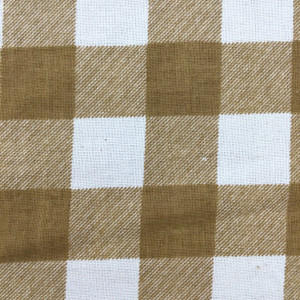Checked Fabric in Tan and White | Home Decor / Drapery | 68" Wide | By the Yard