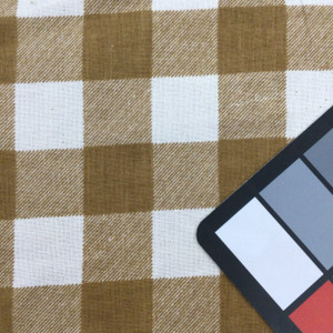 Checked Fabric in Tan and White | Home Decor / Drapery | 68" Wide | By the Yard