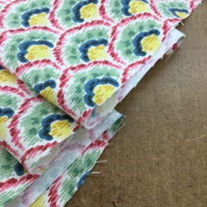 Scalloped Design in Pink / Green / Blue / Yellow | Home Decor Fabric | Cotton | 54 Wide | By the Yard