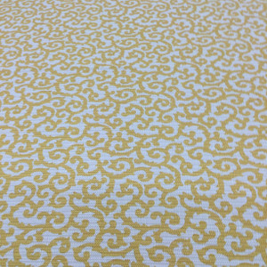 Scrollwork Design in Yellow and Taupe | Home Decor / Drapery Fabric | Polyester | 54 Wide | By the Yard