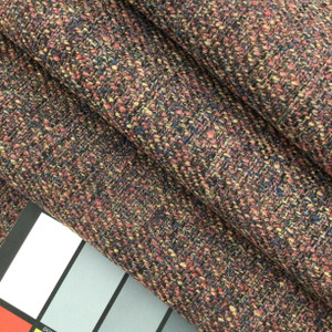 Blue / Red / Tan Variegated Woven Fabric | Upholstery | Heavy Weight | 54" Wide | By the Yard |  "Coco" Bouquet