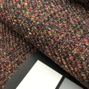 Blue / Red / Tan Variegated Woven Fabric | Upholstery | Heavy Weight | 54" Wide | By the Yard |  "Coco" Bouquet