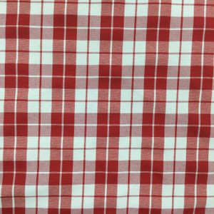 Traditional Plaid in Red and White | Upholstery / Slipcovers Fabric | Medium Weight | 54" Wide | By the Yard | "Largo" Red