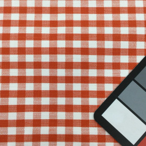 Checked Plaid Fabric in Orange and White | Upholstery / Slipcovers | Medium Weight | 54" Wide | By the Yard | "Marco" Melon