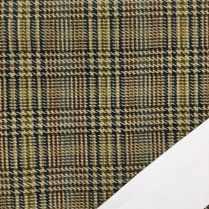 Plaid Jacquard Fabric in Navy Blue / Tan / Brown / White / Green | Upholstery | Heavy Weight | 54" Wide | By the Yard | Cody in Pheasant