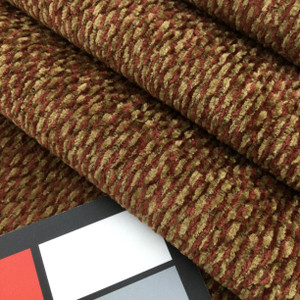 Brown and Burgundy Chenille Fabric | Heavyweight Upholstery | 54" Wide | By the Yard | Jessie in Cinnamon