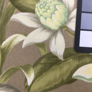 Tropical Floral Fabric | Green / Yellow / Taupe | Home Decor / Drapery | 54" Wide | By the Yard | Tommy Bahama Sea Botanical in Lemoncello