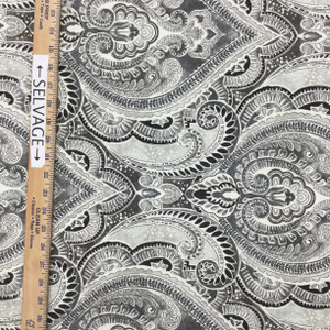 Paisley Home Decor Fabric | Grey / Off White | Upholstery / Drapery | 54" Wide | By the Yard | Kelly Ripa Home "Pretty Witty" Ebony