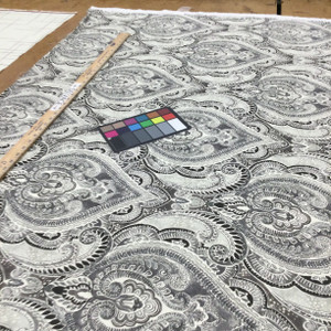Paisley Home Decor Fabric | Grey / Off White | Upholstery / Drapery | 54" Wide | By the Yard | Kelly Ripa Home "Pretty Witty" Ebony