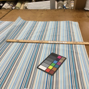 Striped Canvas Fabric in Shades of Blue / White / Grey  | Slipcovers / Upholstery | 100 % Cotton | 54" Wide | By the Yard | Sierra in Niagra
