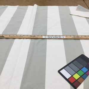 Wide Striped Canvas Fabric in Grey and Flecked Off White | Slipcovers / Upholstery | 100 % Cotton | 54" Wide | By the Yard | Maya in Pebble