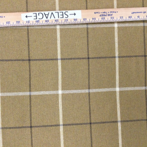 Twill Windowpane Plaid Fabric | Mustard Yellow / Off White / Brown | Upholstery and Slipcovers | Medium Weight | 54" Wide | By the Yard | "San Francis" Dijon