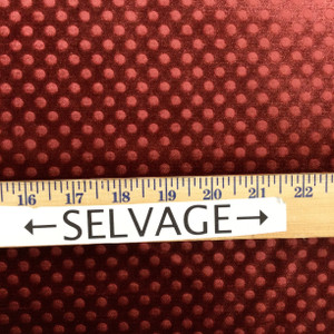 Brick Red Dots Embossed Velvet Fabric | Upholstery | Heavy Weight | 54" Wide | By the Yard | Imprint in Ruby