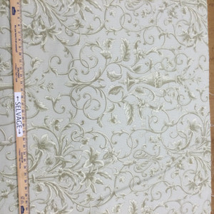 Vine Damask Fabric  | Off-White / Beige | Home Decor / Drapery | 54" Wide | By the Yard | Marly in Celadon