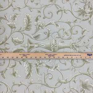 Vine Damask Fabric  | Off-White / Beige | Home Decor / Drapery | 54" Wide | By the Yard | Marly in Celadon