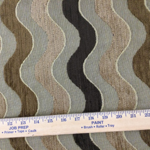 Chenille Waves in Brown / Tan | Heavyweight Upholstery Fabric | 54" Wide | By the Yard | Curve in Chocolate