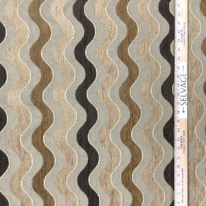 Chenille Waves in Brown / Tan | Heavyweight Upholstery Fabric | 54" Wide | By the Yard | Curve in Chocolate