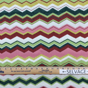 Chevron Jacquard Fabric | Pink / Red / Green / Off White | Heavyweight Upholstery | 54" Wide | By the Yard | Sneak Peak in Fiesta