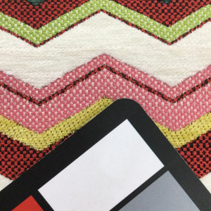 Chevron Jacquard Fabric | Pink / Red / Green / Off White | Heavyweight Upholstery | 54" Wide | By the Yard | Sneak Peak in Fiesta